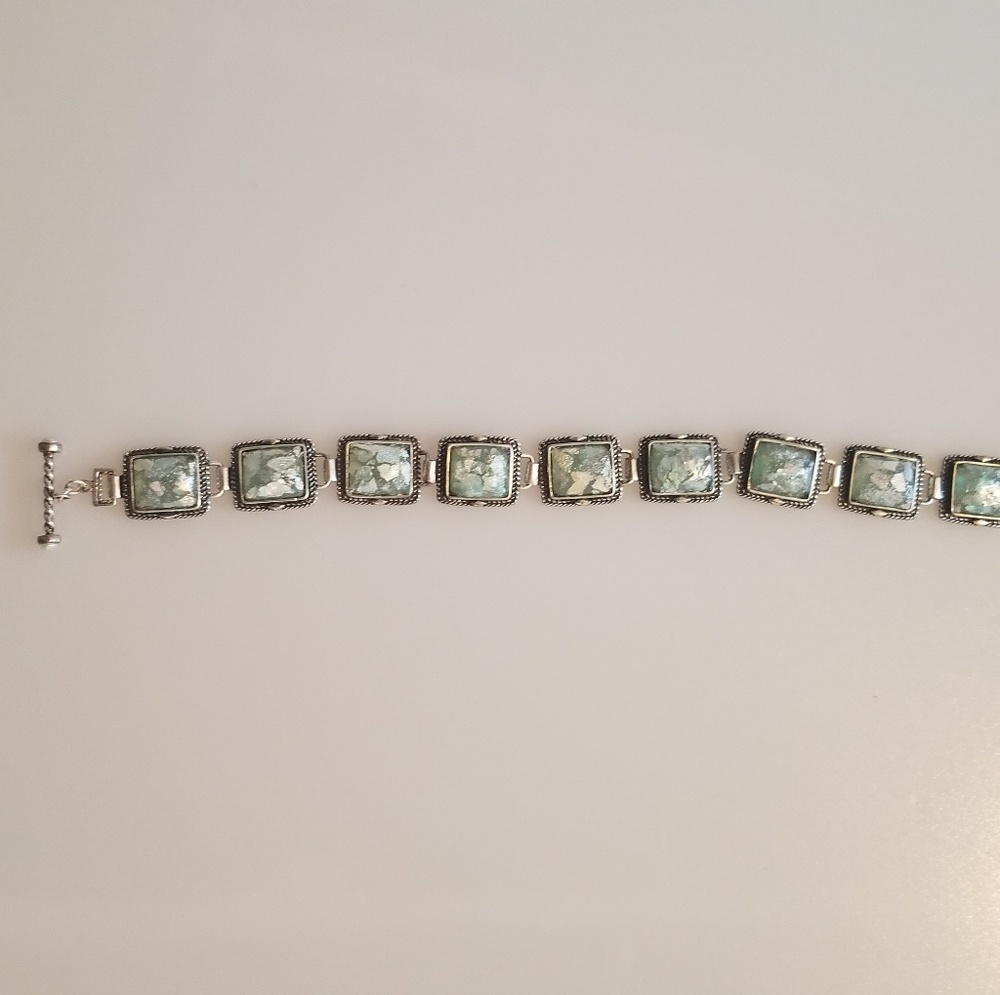 Silver tone & stones bracelet